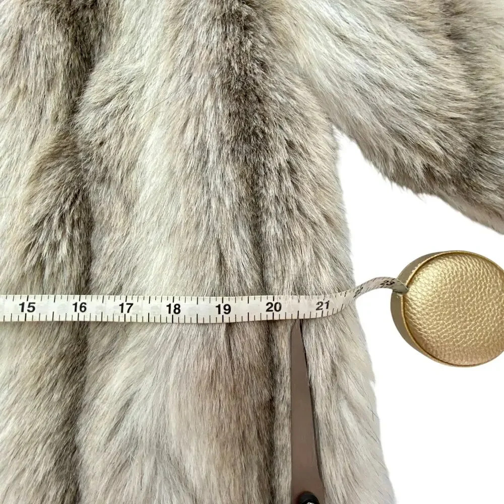Vintage Faux Fox Fur Short Coat – Quiet Luxury Winter Statement Jacket Medium - Picture 8 of 12